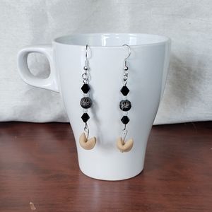 Forture Cookie Silver Earrings with black beading